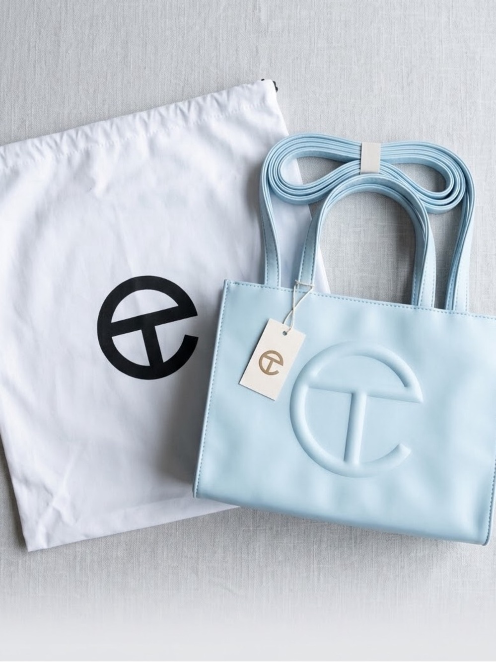 Pool blue Telfar purse Tote Bag dust bag nwt shopping small shopping shopper